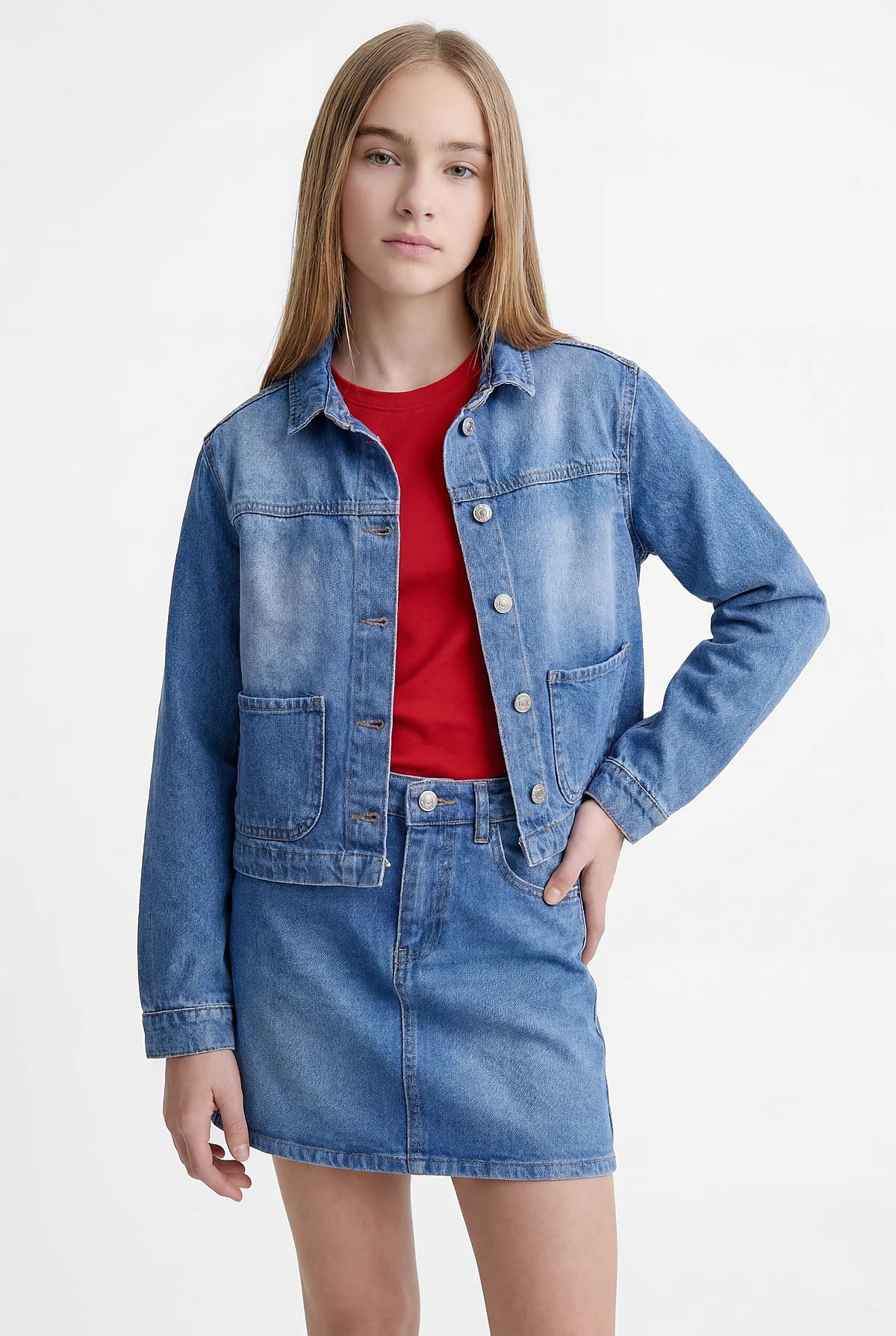 Girls' Patch Pocket Denim Jacket