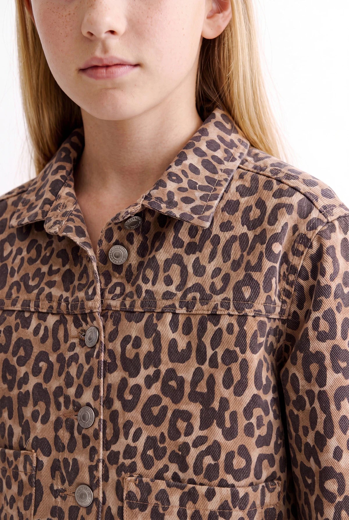 Girls' Leopard Print Gabardine Jacket