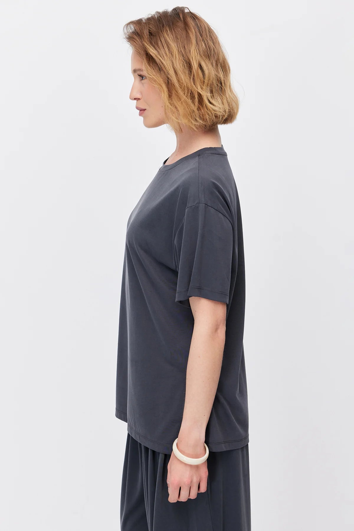 Women's Soft Textured T-shirt with Side Slit Detail