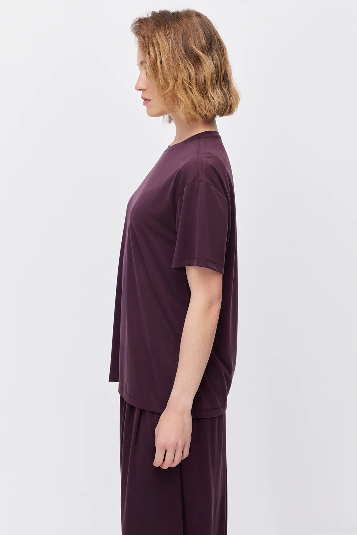 Women's Soft Textured T-shirt with Side Slit Detail