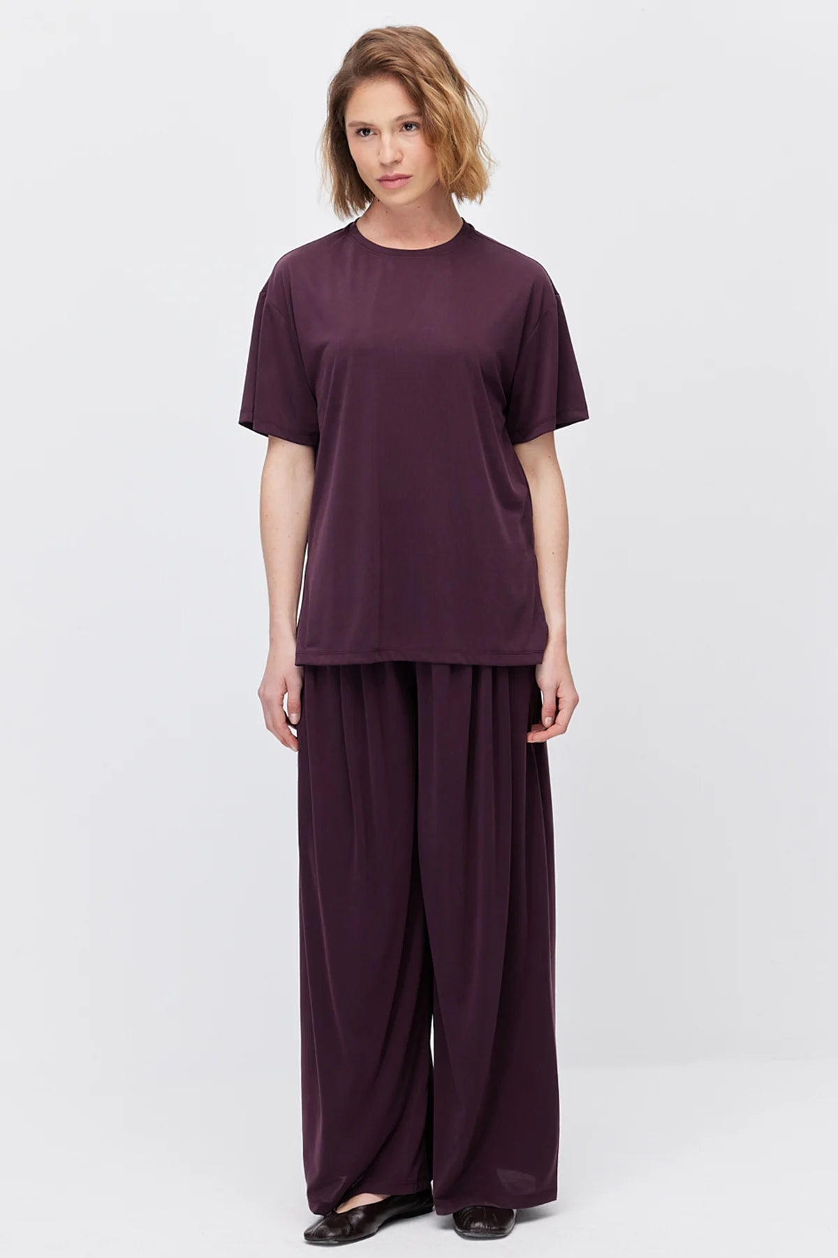 Women's Soft Textured T-shirt with Side Slit Detail