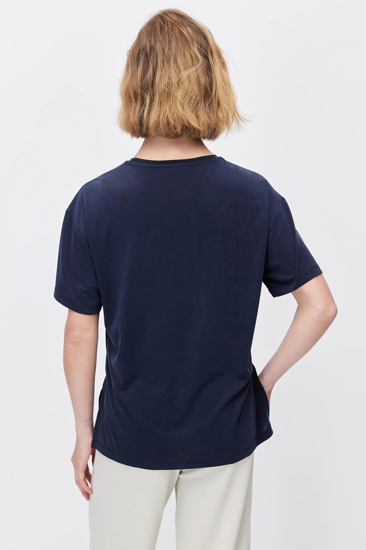 Women's Soft Textured T-shirt with Side Slit Detail
