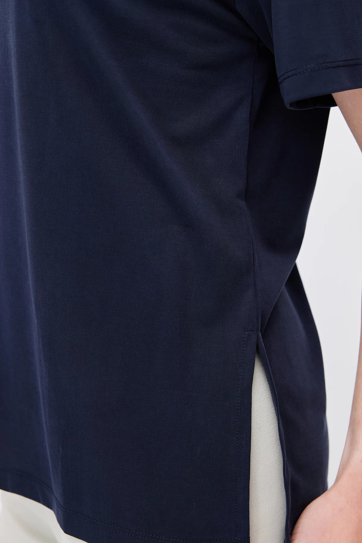 Women's Soft Textured T-shirt with Side Slit Detail