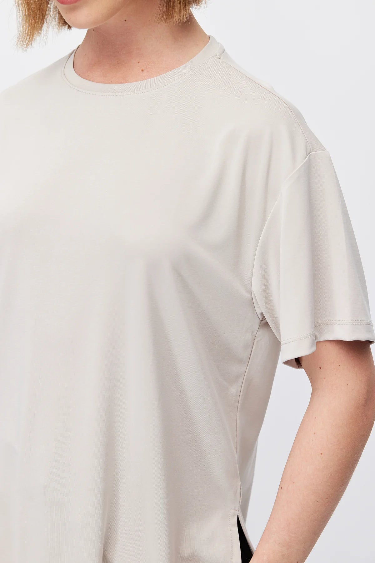 Women's Soft Textured T-shirt with Side Slit Detail