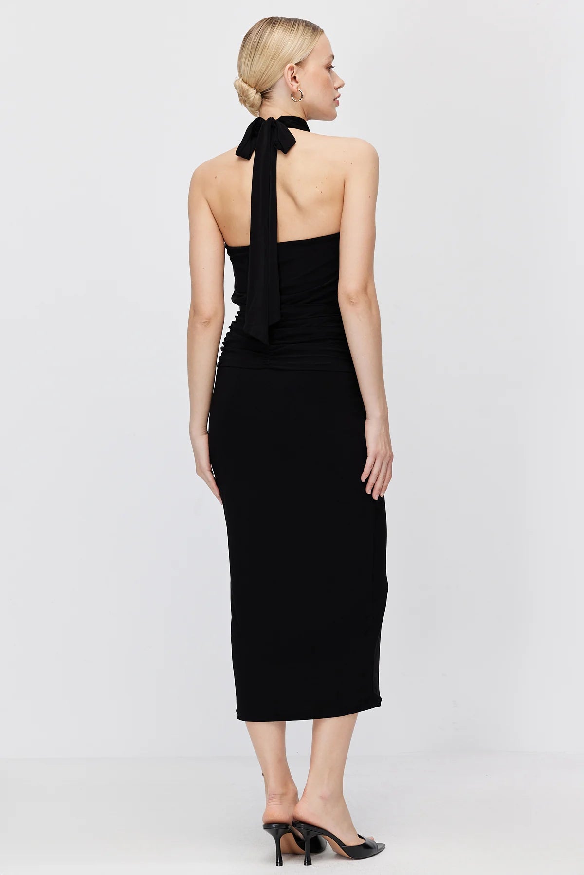 Women's Halter Neck Buckle Midi Dress