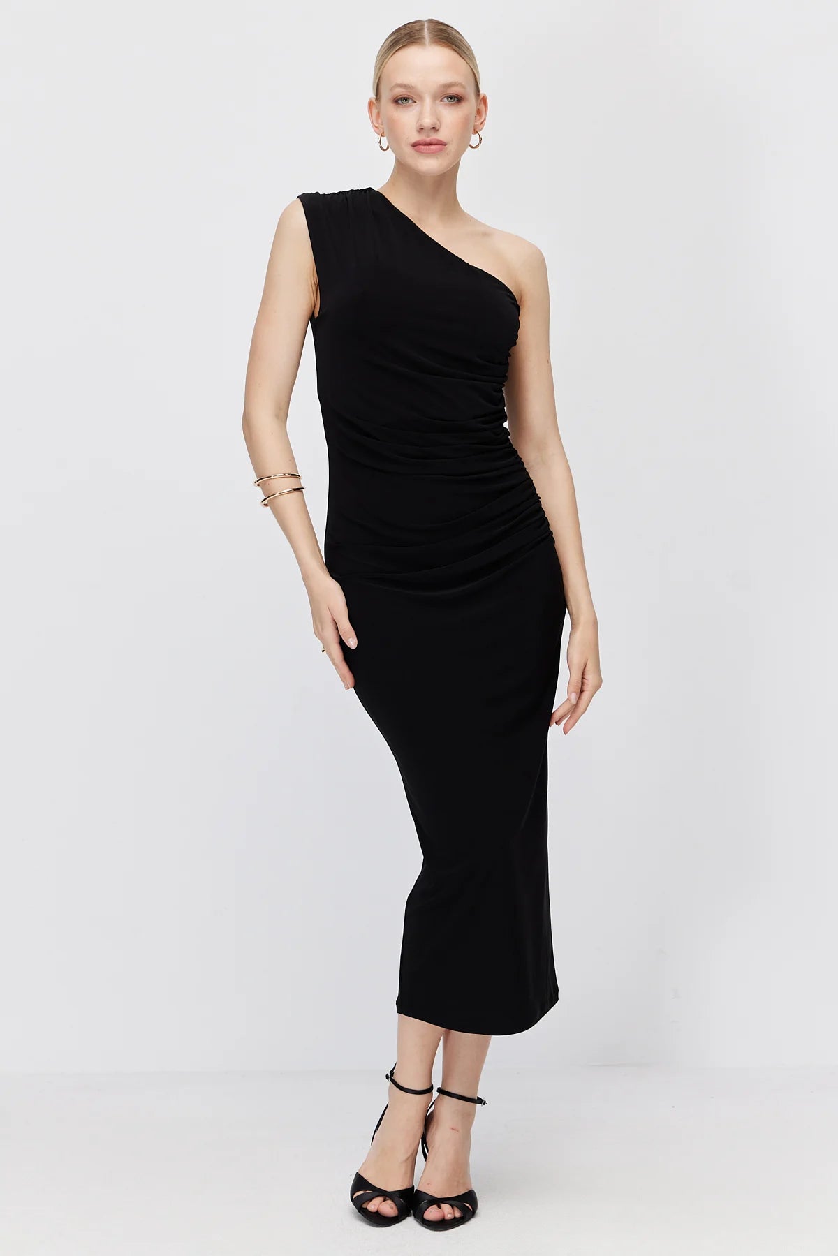 Women's One-Shoulder Drape Detail Dress