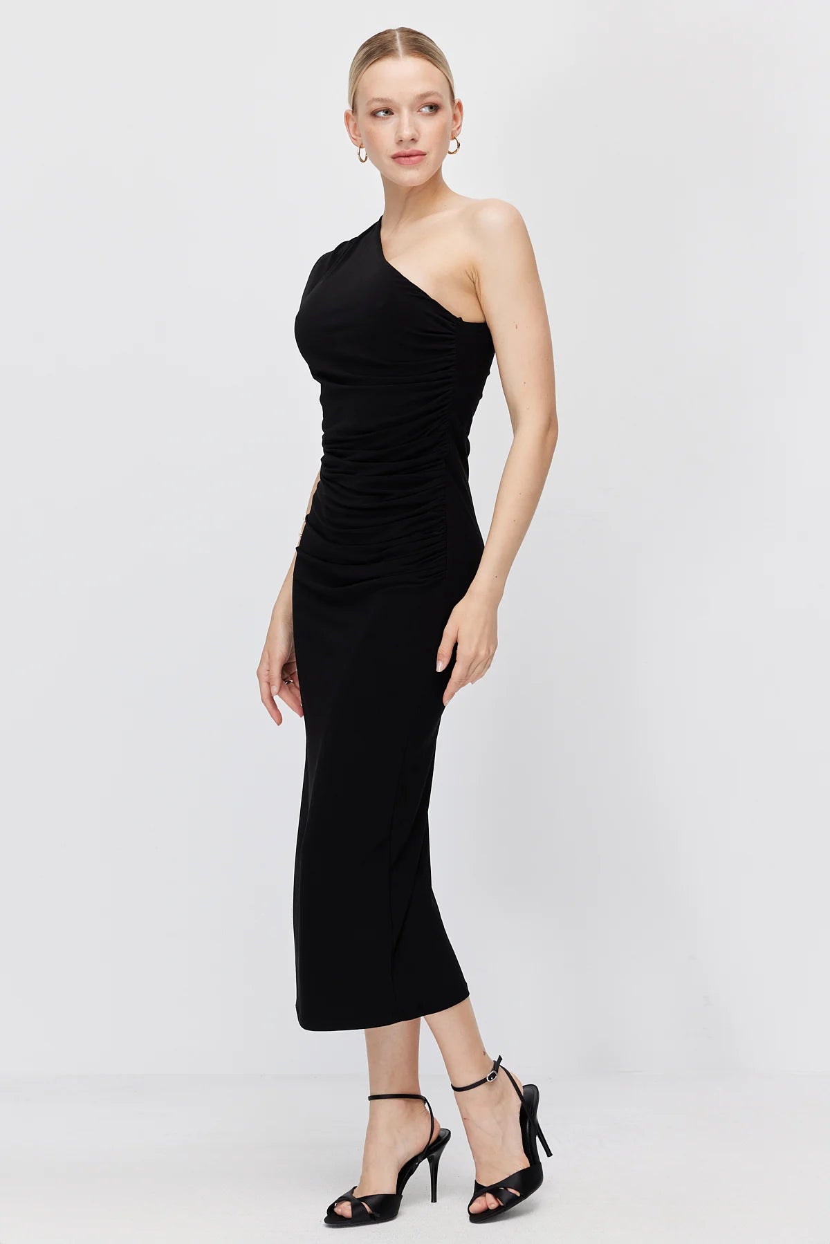 Women's One-Shoulder Drape Detail Dress