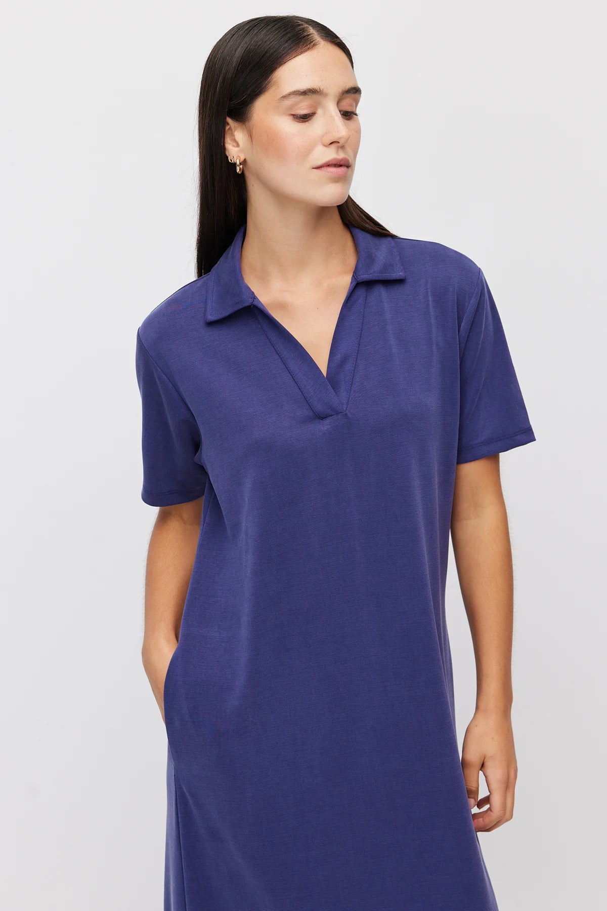 Women's Polo Collar Maxi Dress with Pockets