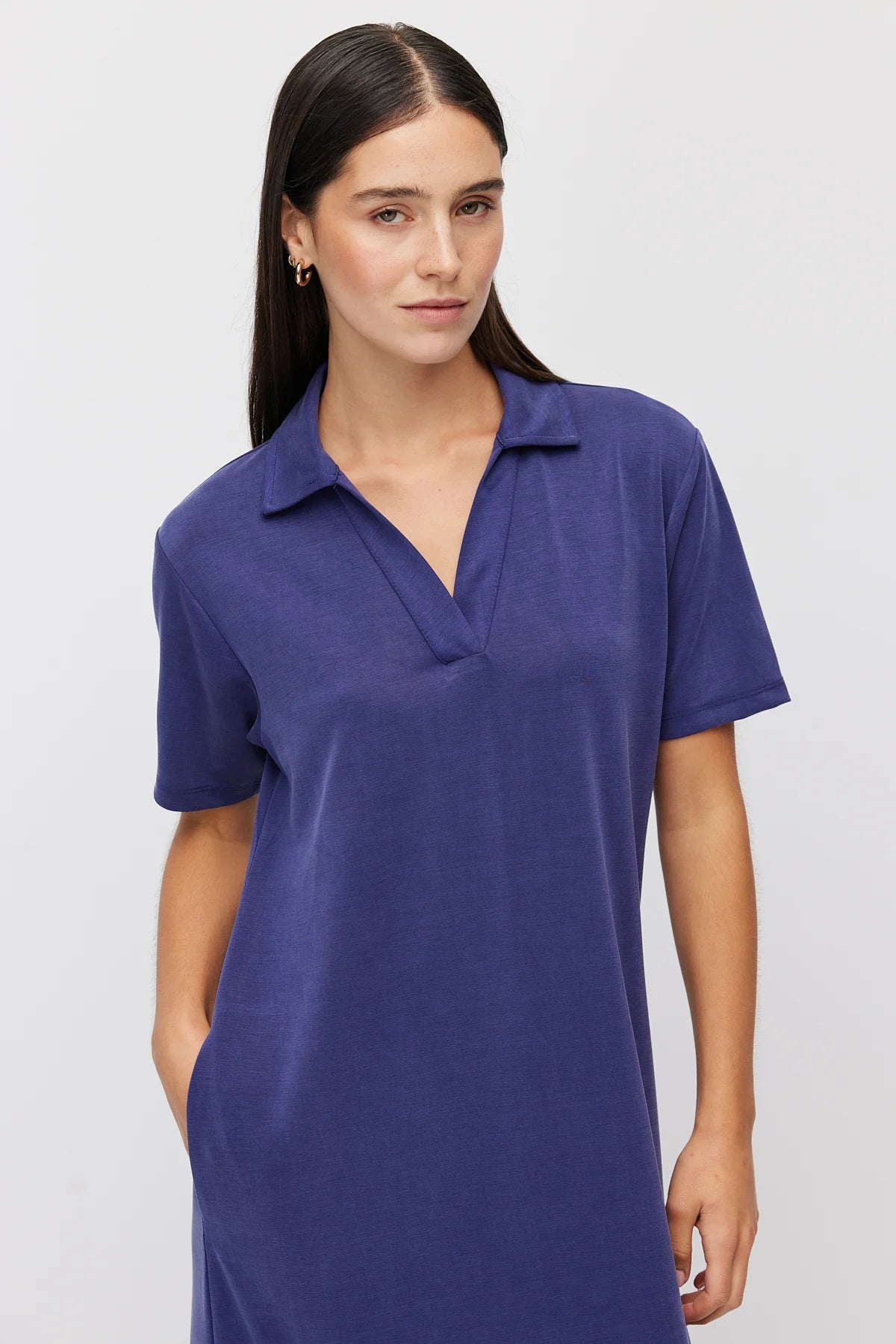 Women's Polo Collar Maxi Dress with Pockets