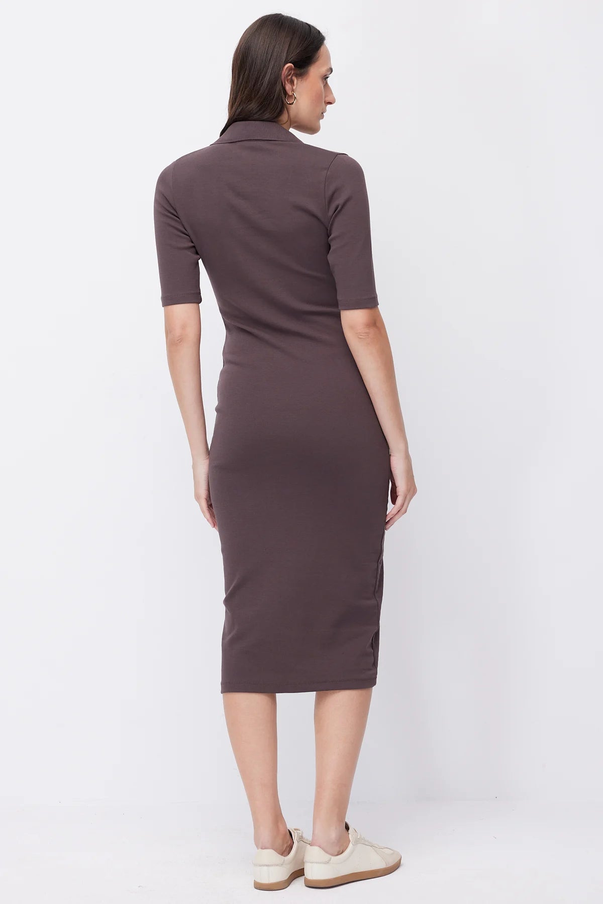 Women's Polo Collar Midi Dress