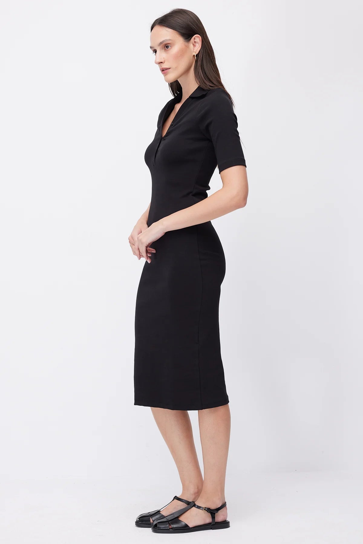 Women's Polo Collar Midi Dress