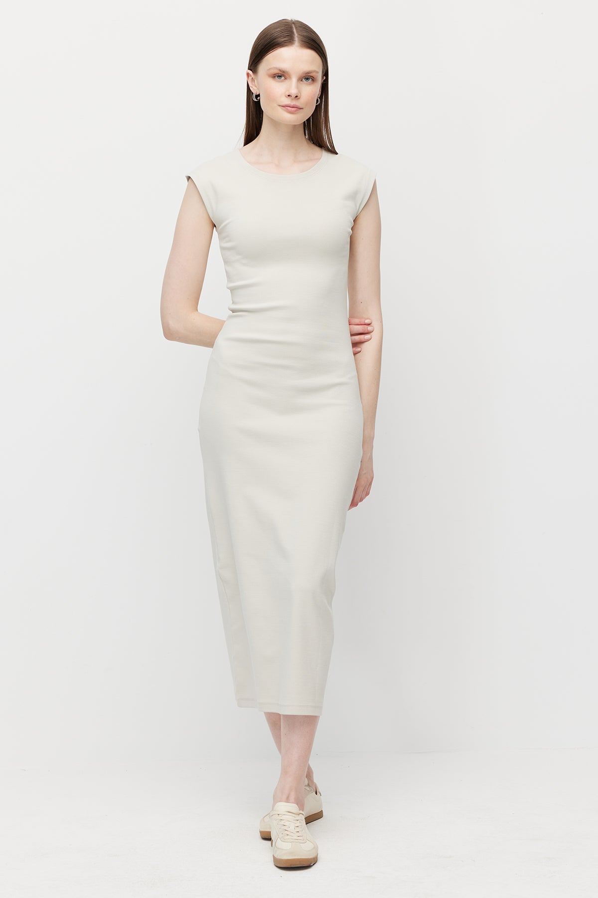 Women's Midi Length Ribbed Dress