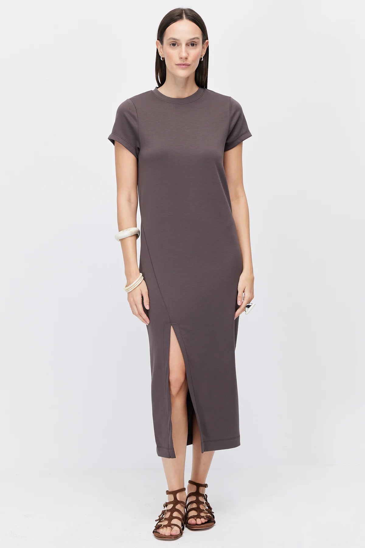 Women's Midi Dress with Slit Detail
