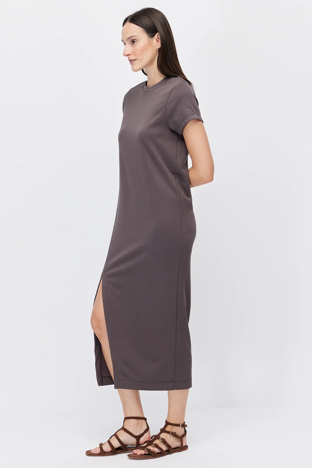 Women's Midi Dress with Slit Detail