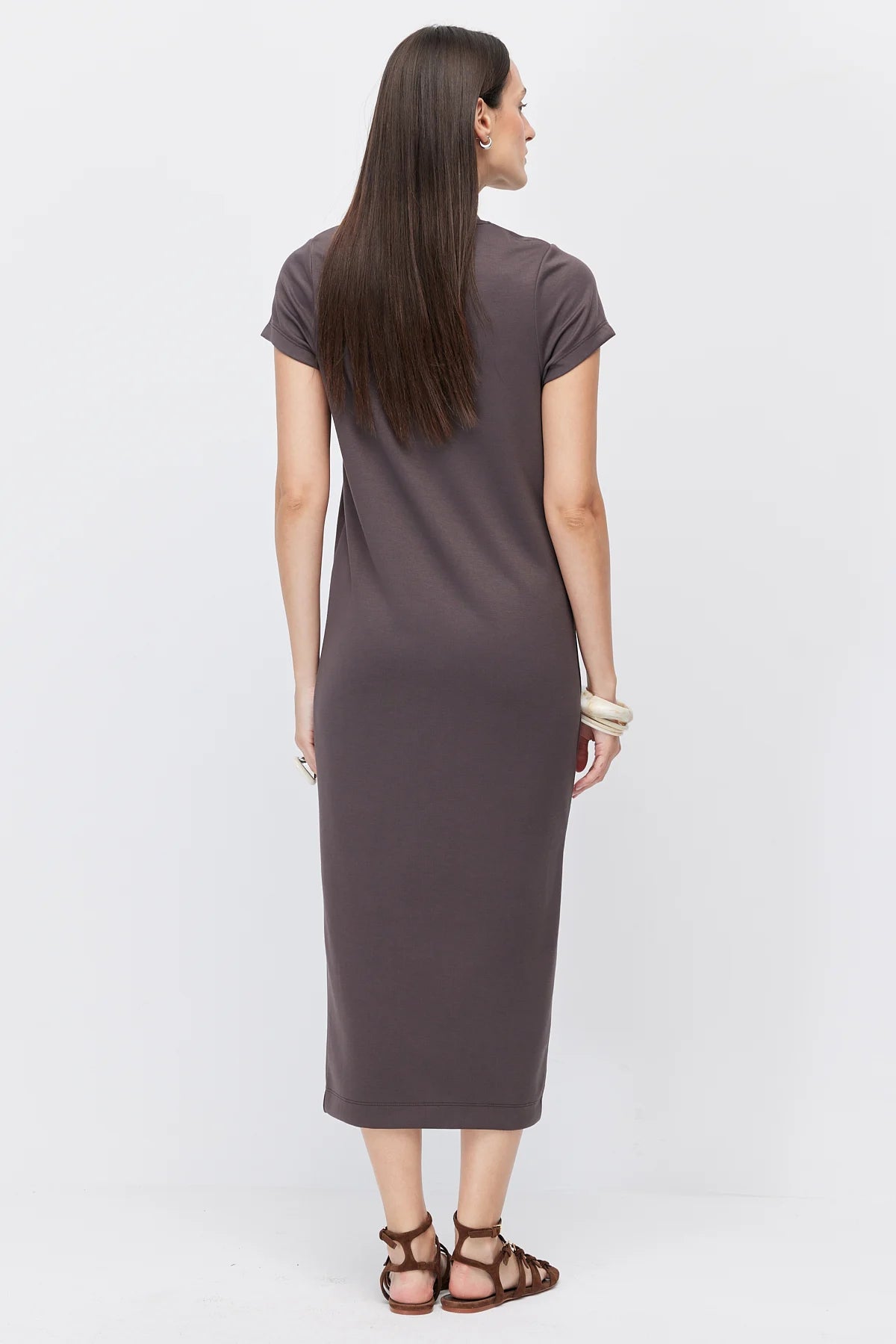 Women's Midi Dress with Slit Detail
