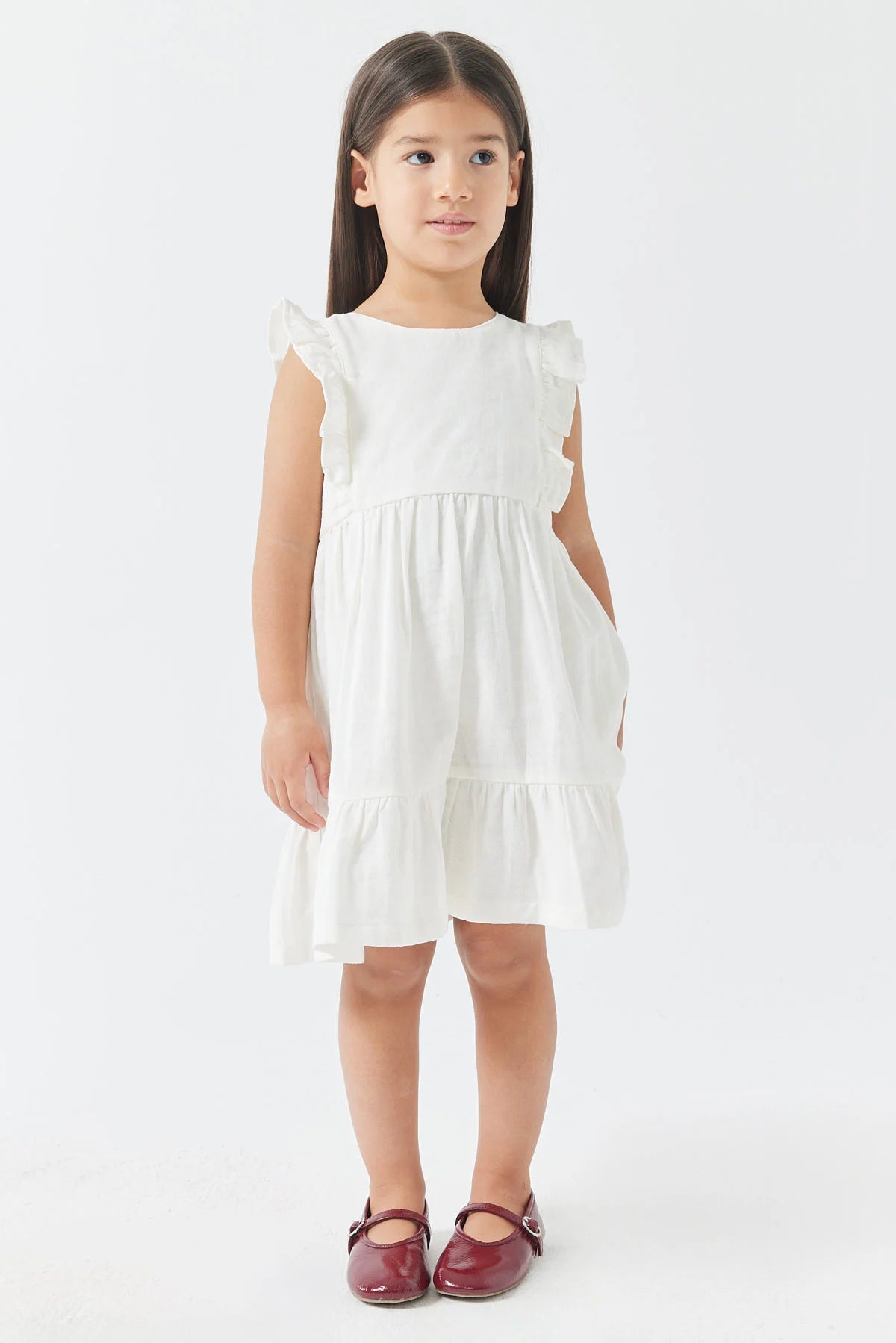 Girl's Sleeveless Dress with Ruffle Details