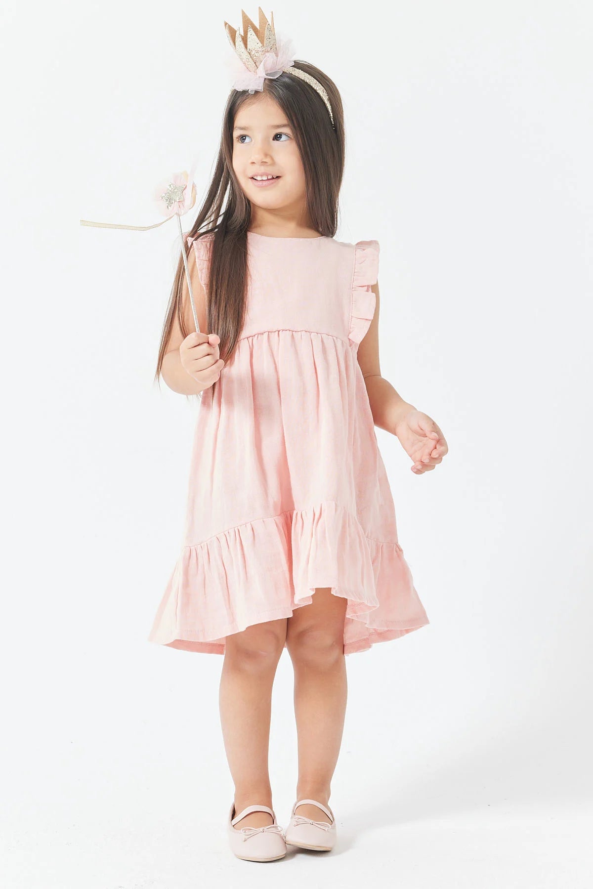 Girl's Sleeveless Dress with Ruffle Details