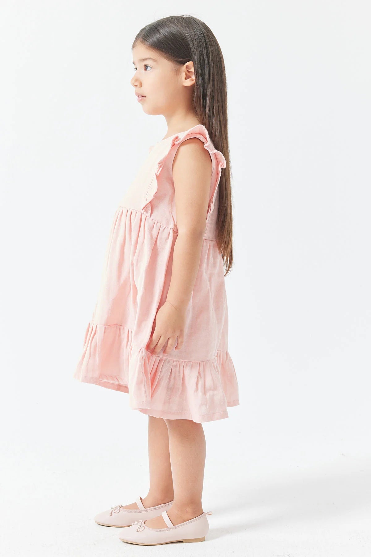 Girl's Sleeveless Dress with Ruffle Details