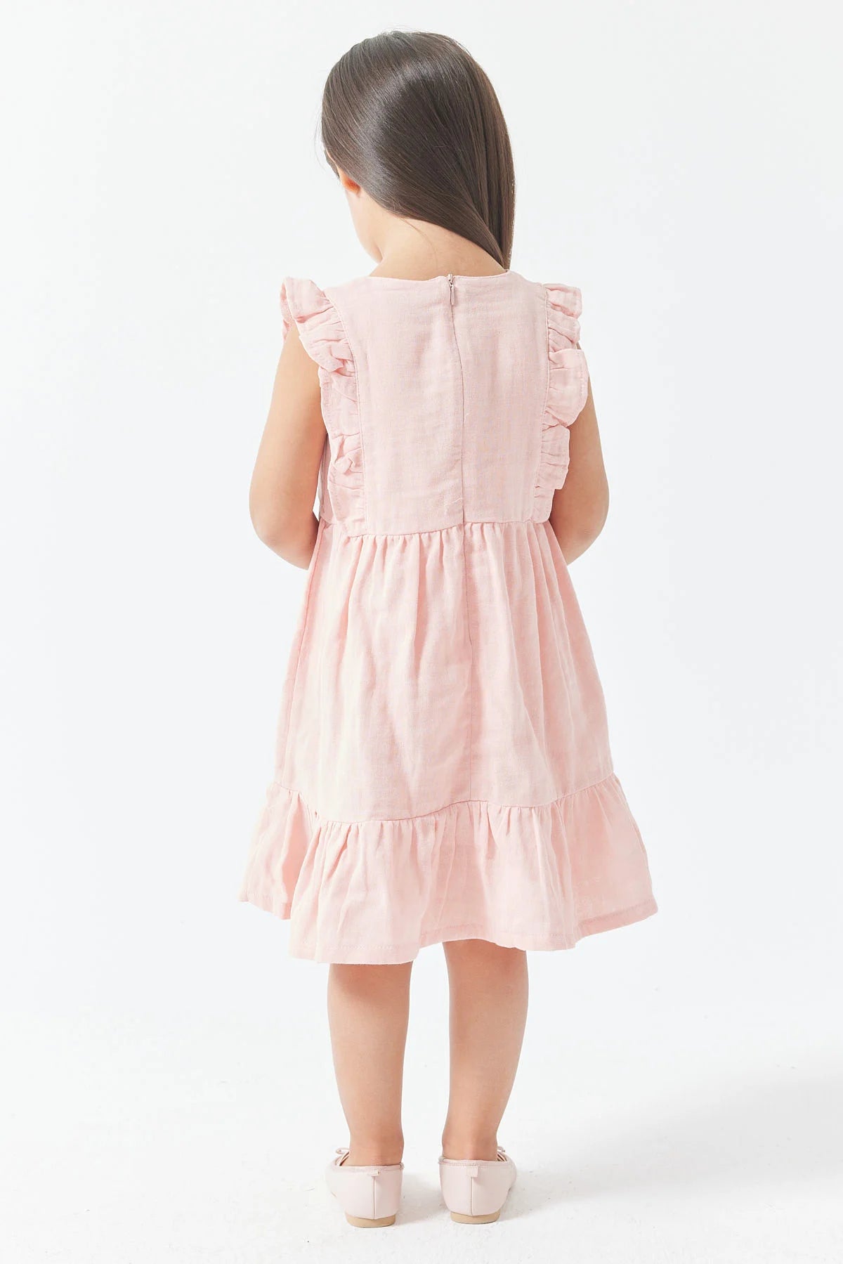 Girl's Sleeveless Dress with Ruffle Details