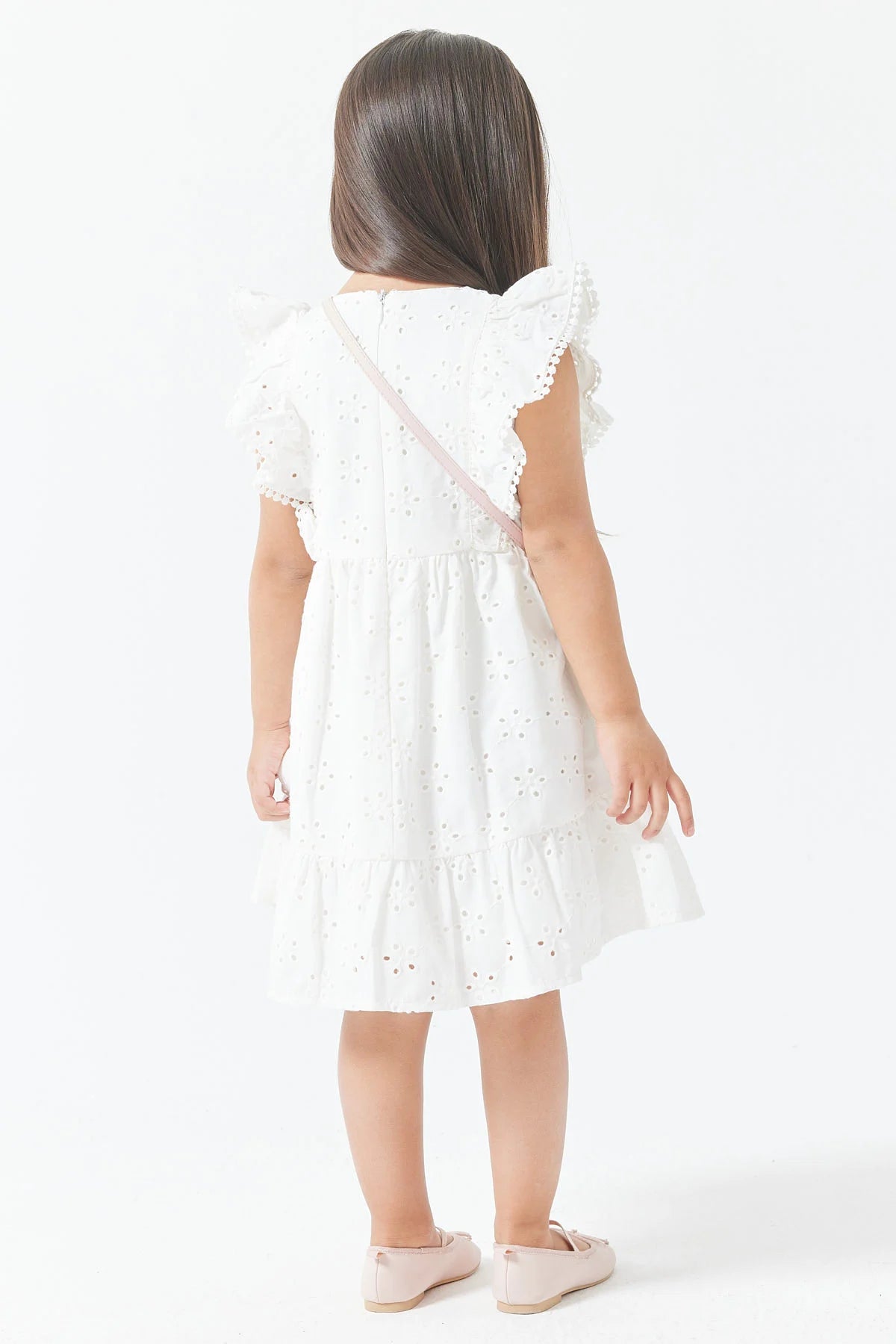 Girl's Dress with Ruffles and Embroidery Details