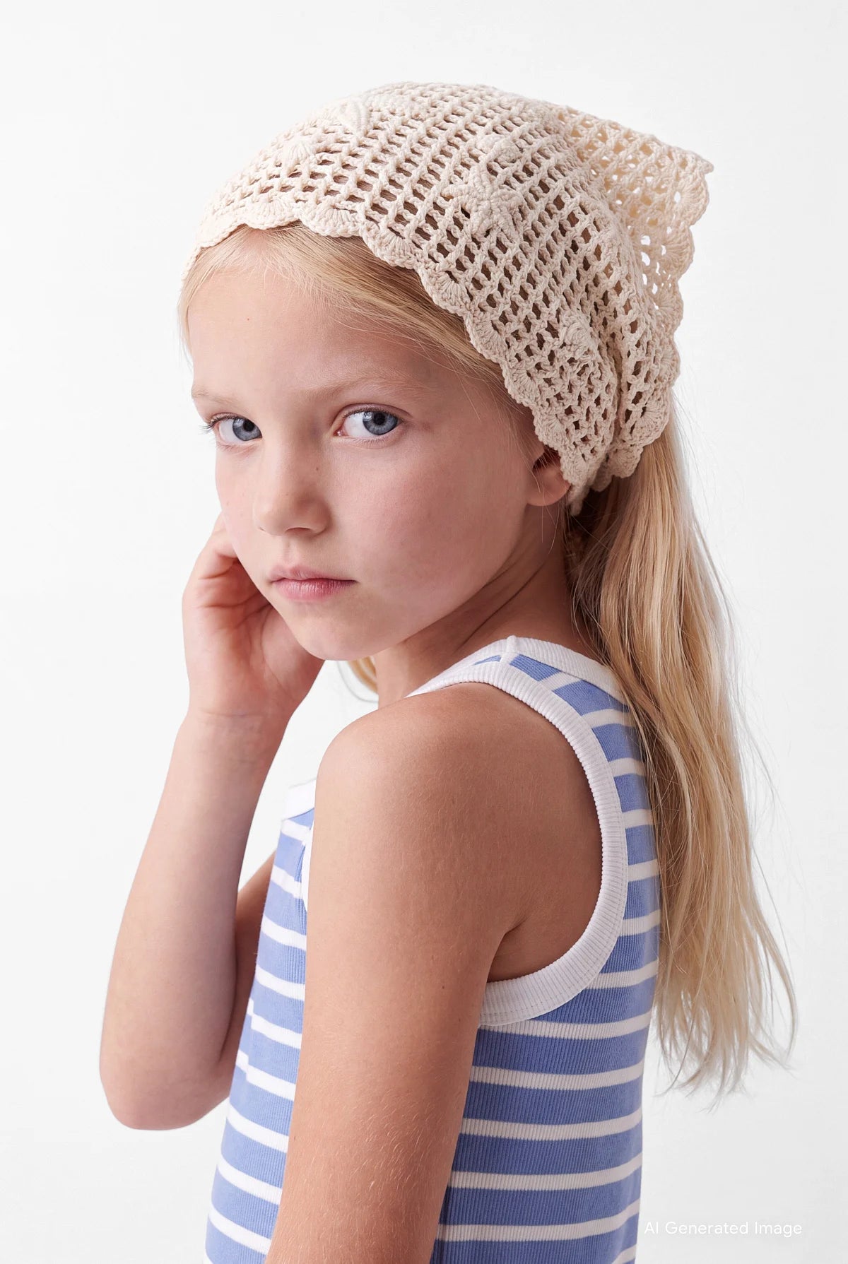 Girls' Striped Thin Strap Cotton Blend Dress