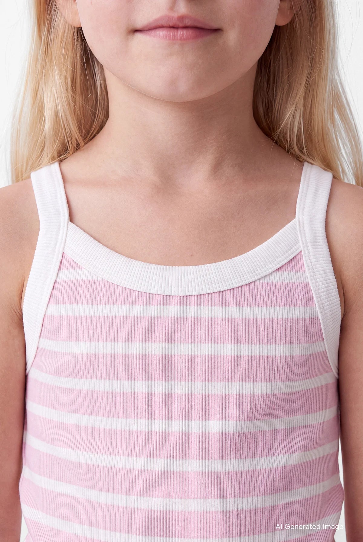 Girls' Striped Thin Strap Cotton Blend Dress