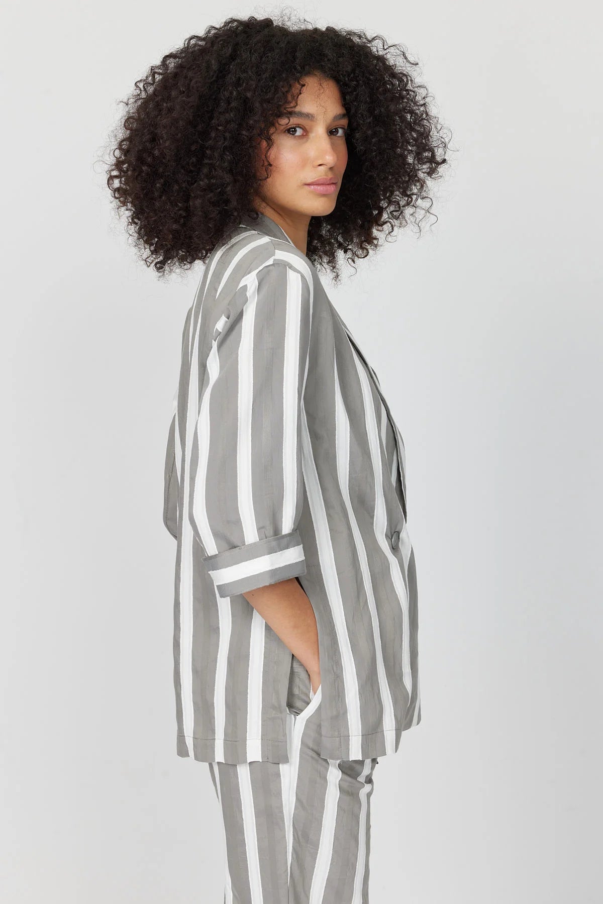 Women's Capri Sleeve Striped Jacket