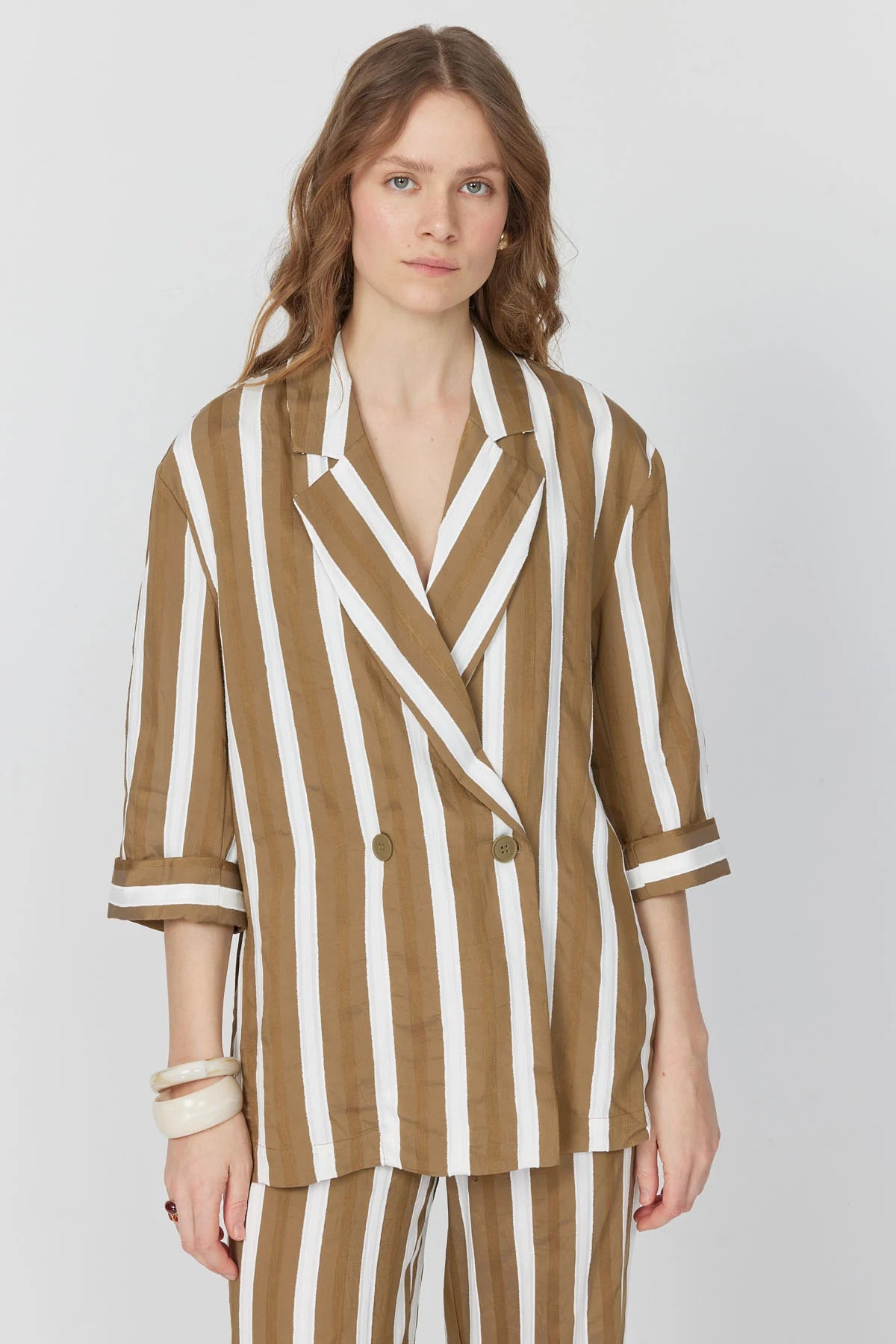 Women's Capri Sleeve Striped Jacket