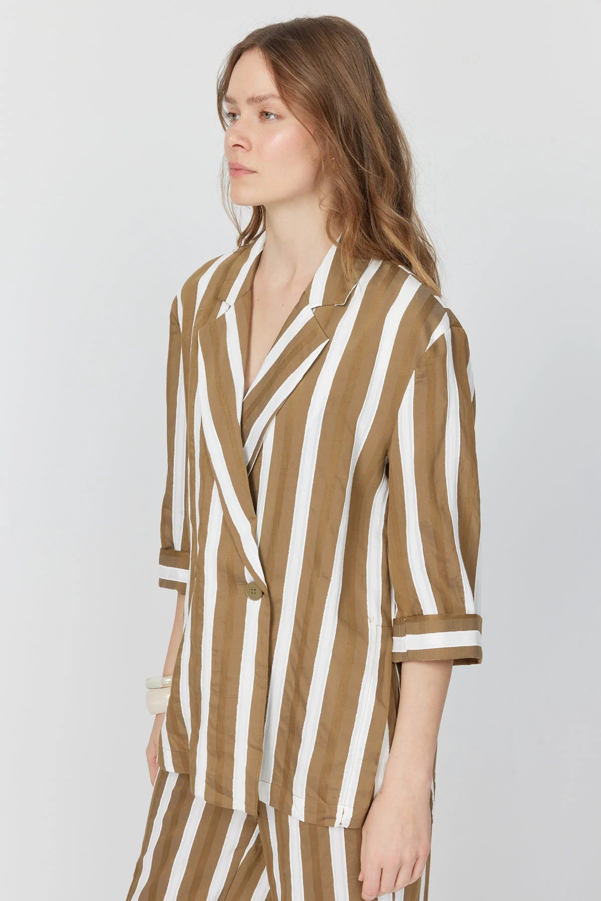 Women's Capri Sleeve Striped Jacket