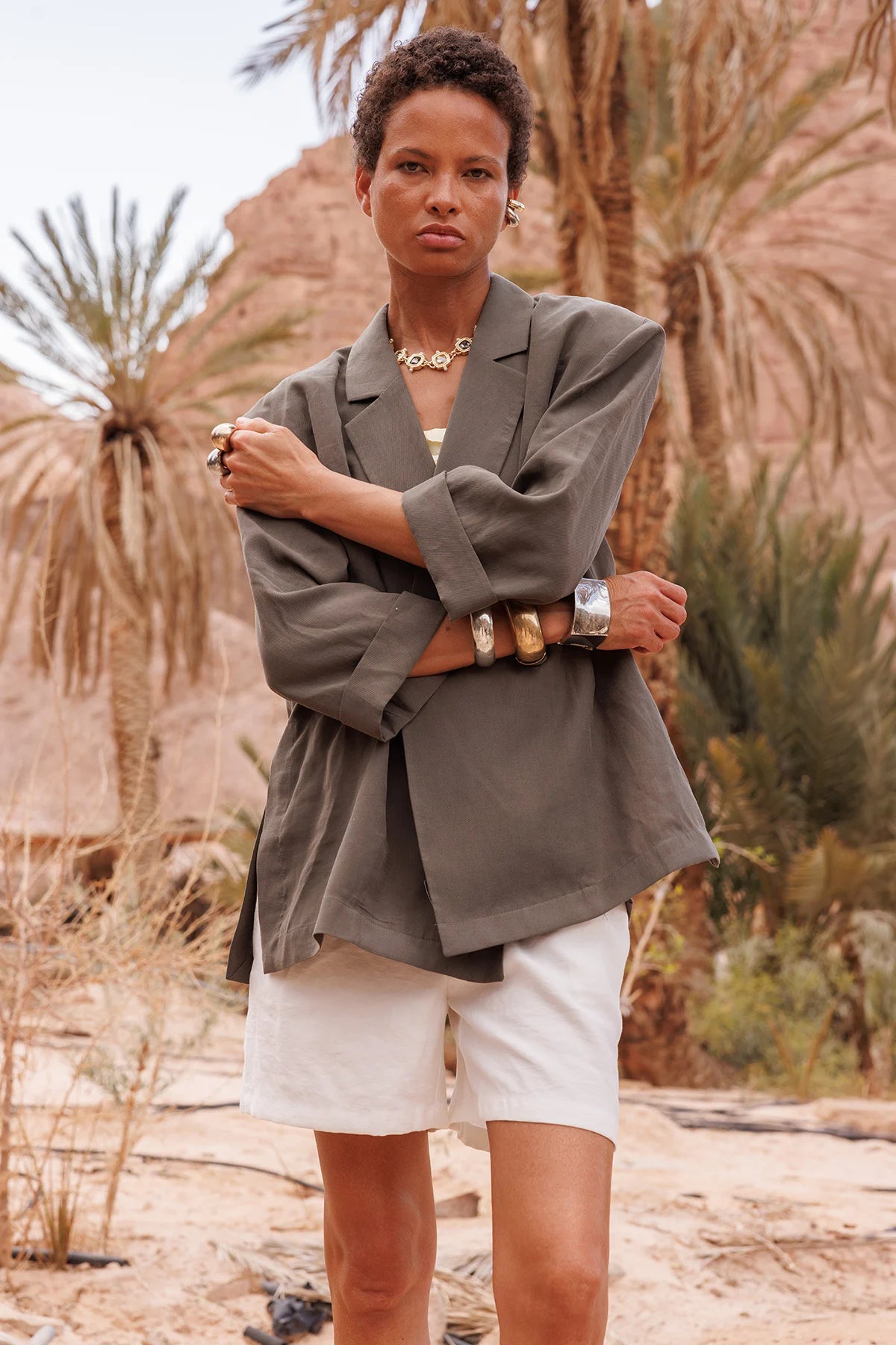 Women's Linen-Look Unlined Oversize Jacket