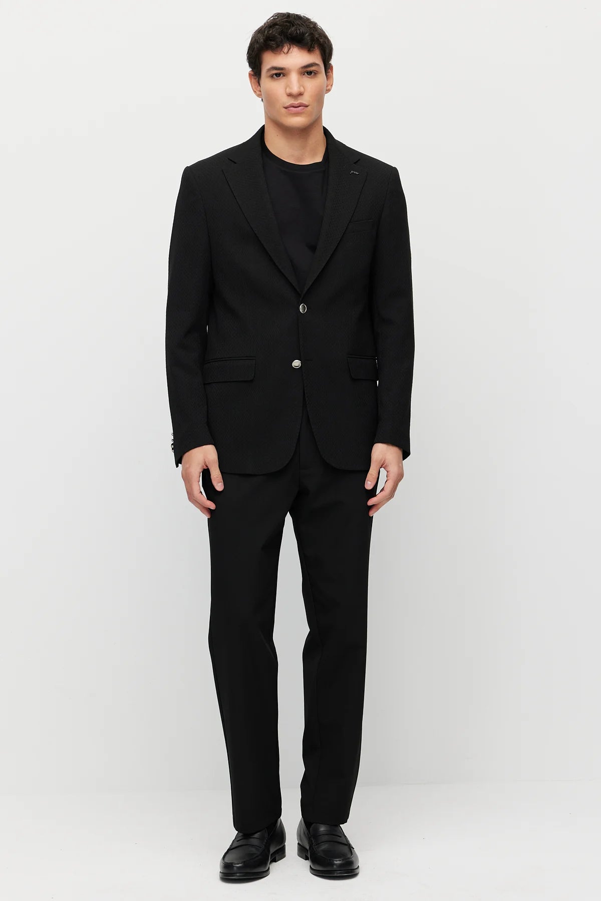 Men's Mono Collar Double-Button Textured Jacket