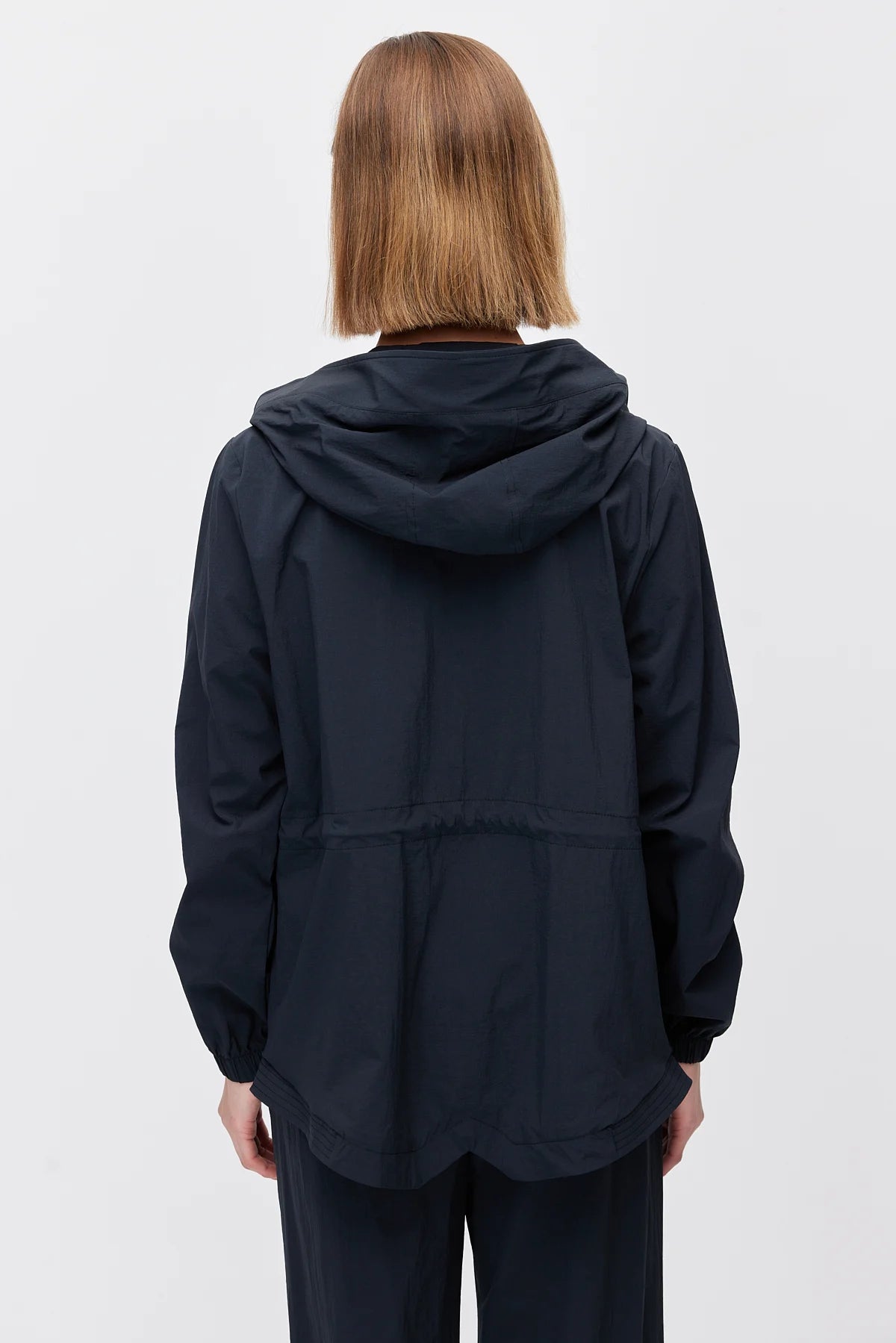Women's Hooded Windbreaker Jacket with Adjustable Waist
