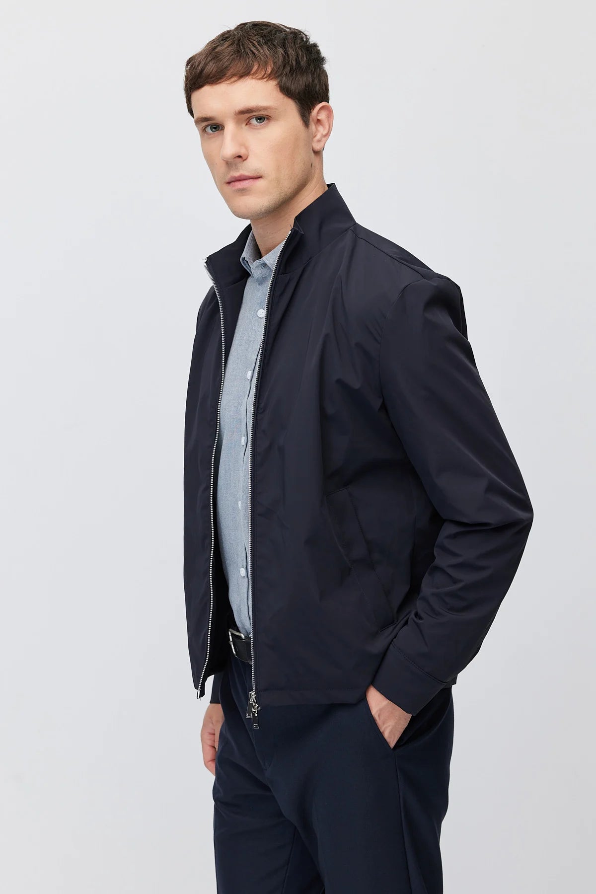 Men's Stand-Up Collar Zip-Up Mont