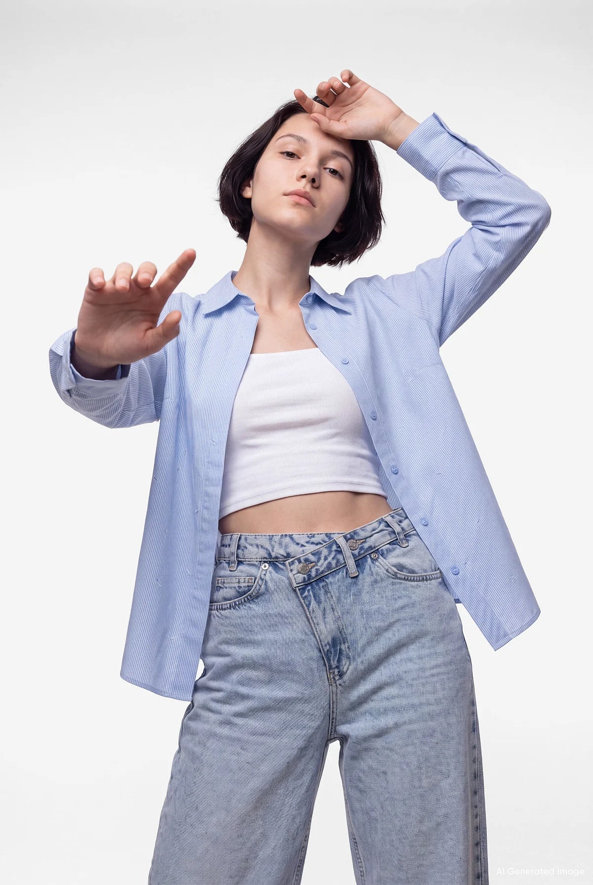 Women's Poplin Shirt with Embroidered Details