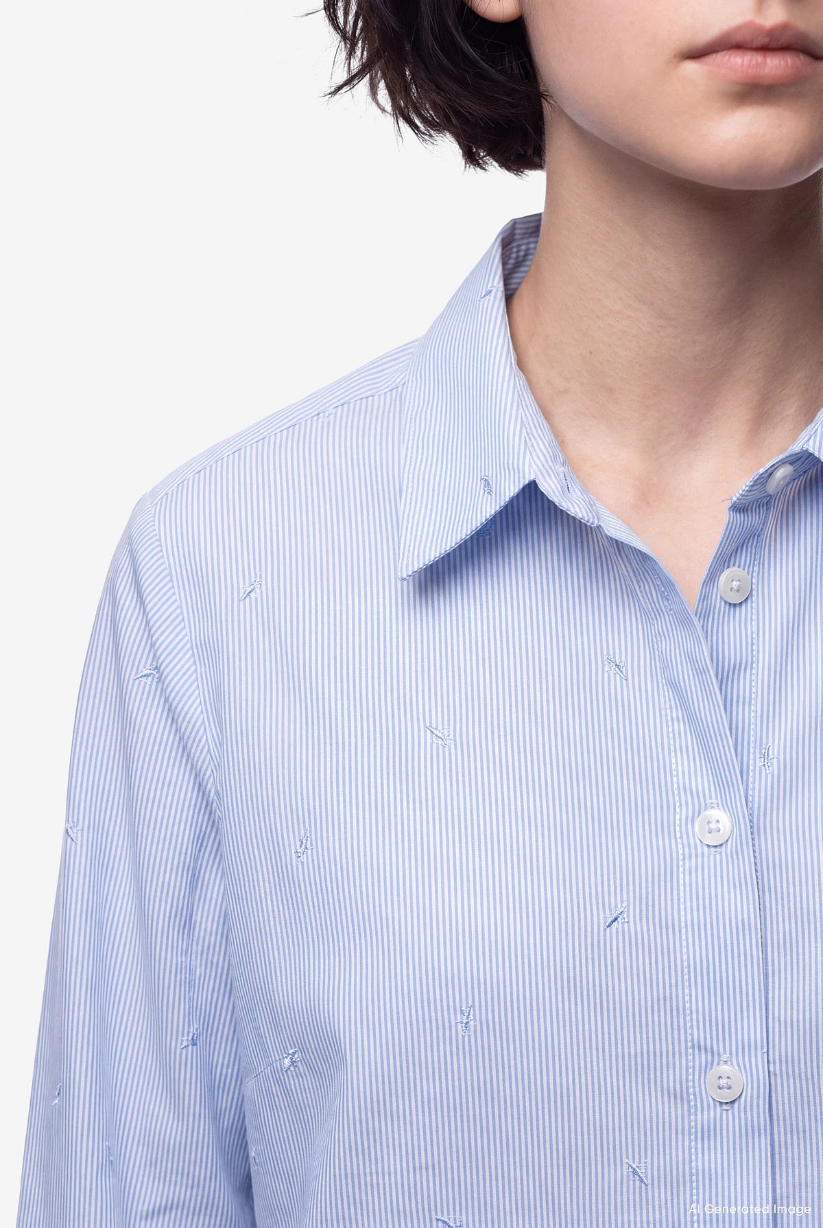 Women's Poplin Shirt with Embroidered Details