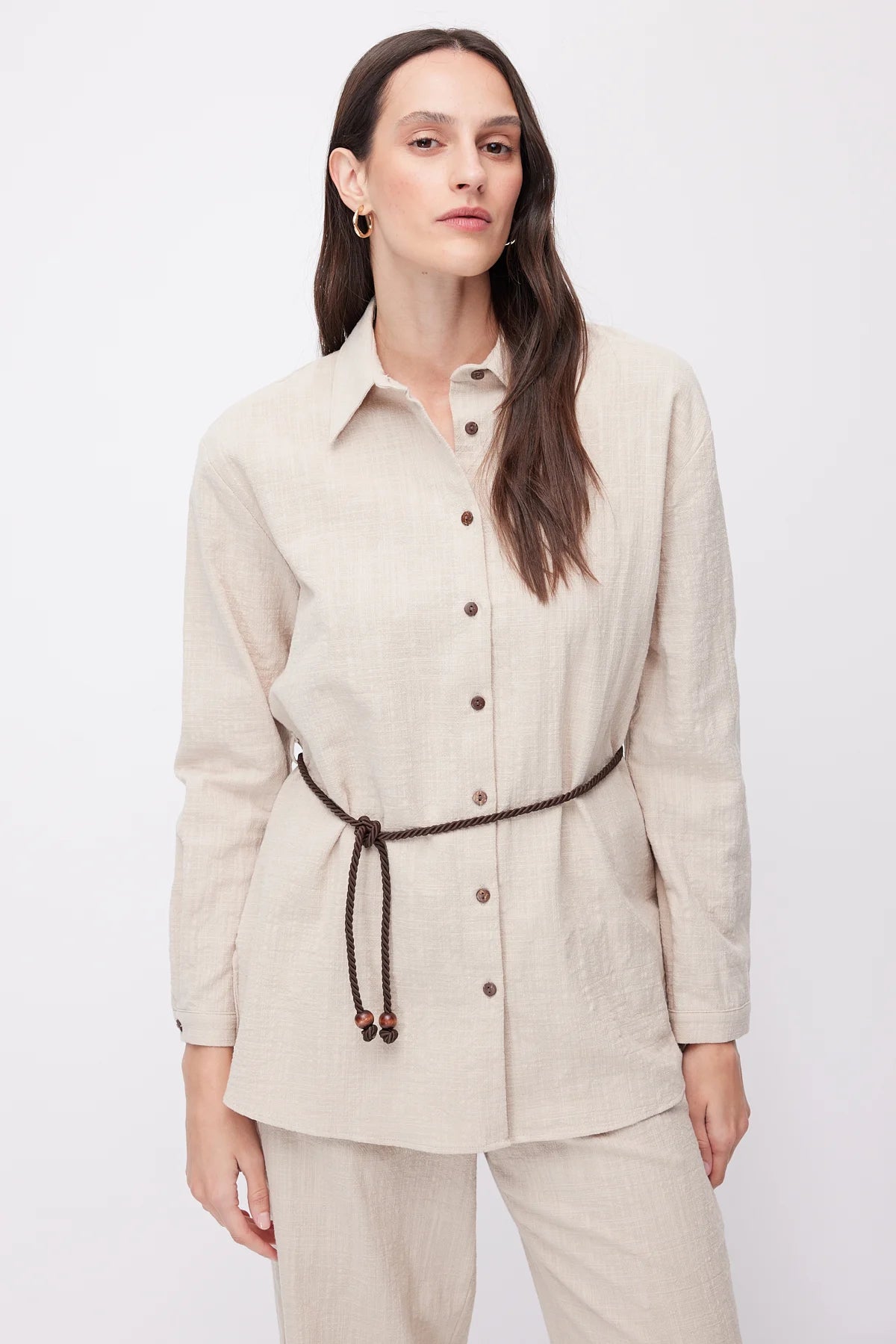 Women's Linen Shirt with Belt