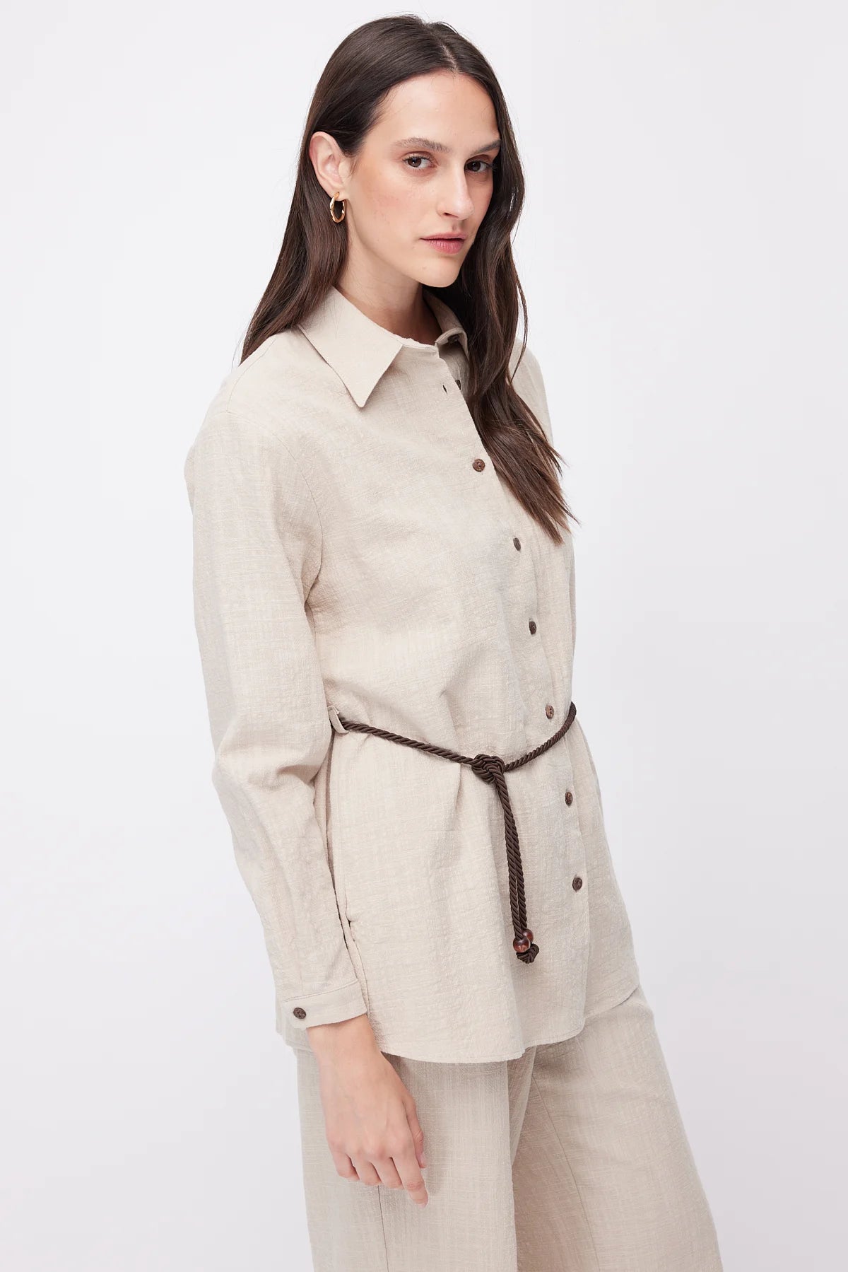 Women's Linen Shirt with Belt
