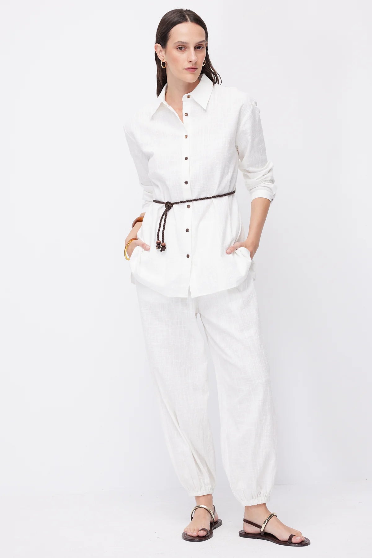 Women's Linen Shirt with Belt