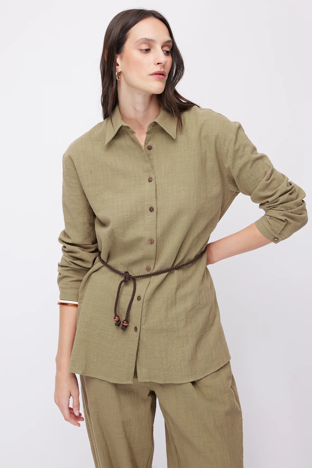 Women's Linen Shirt with Belt