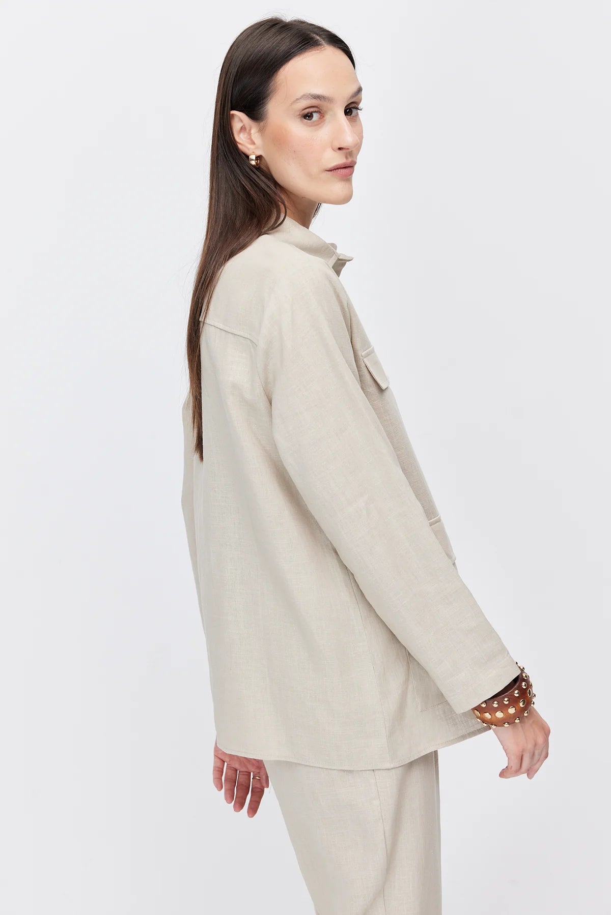 Women's Four-Pocket Linen Blend Shirt