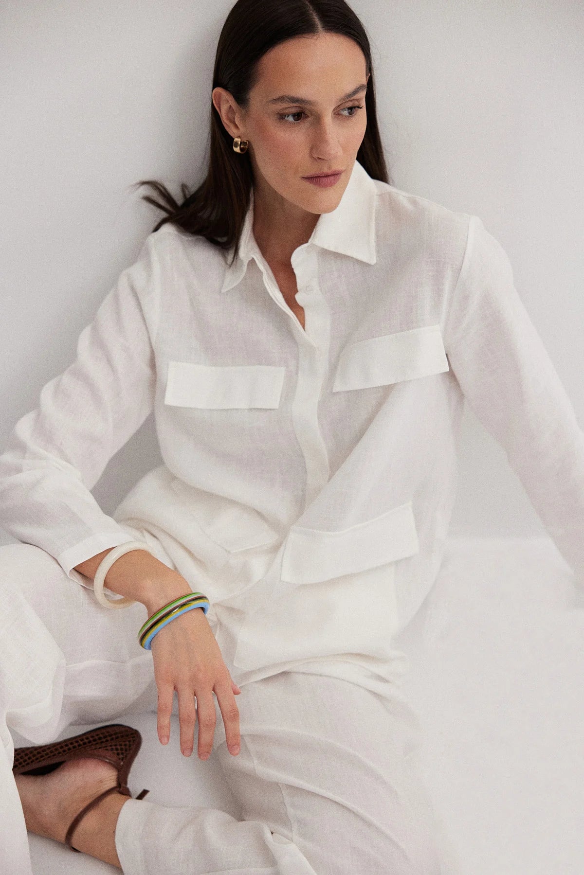 Women's Four-Pocket Linen Blend Shirt