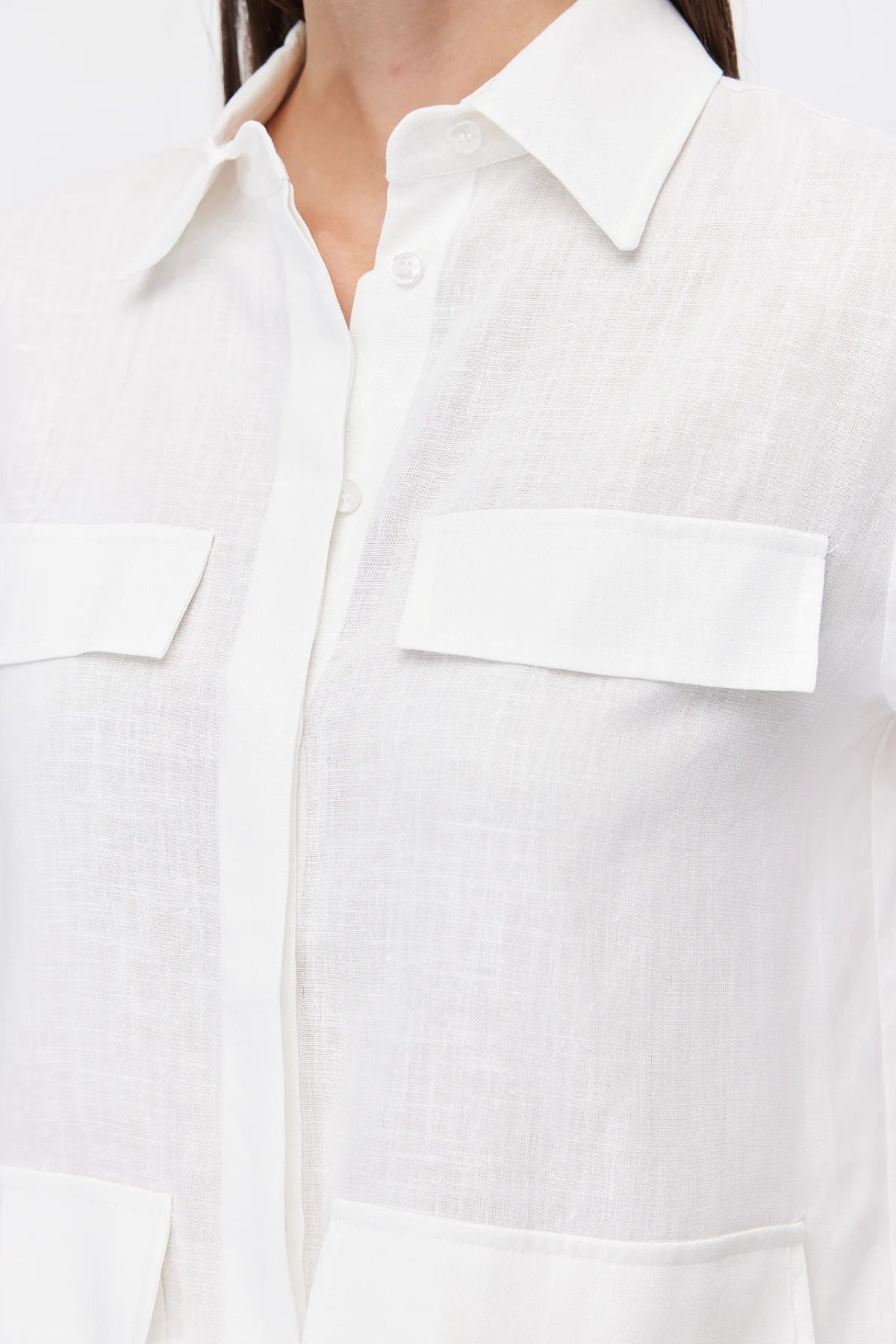Women's Four-Pocket Linen Blend Shirt