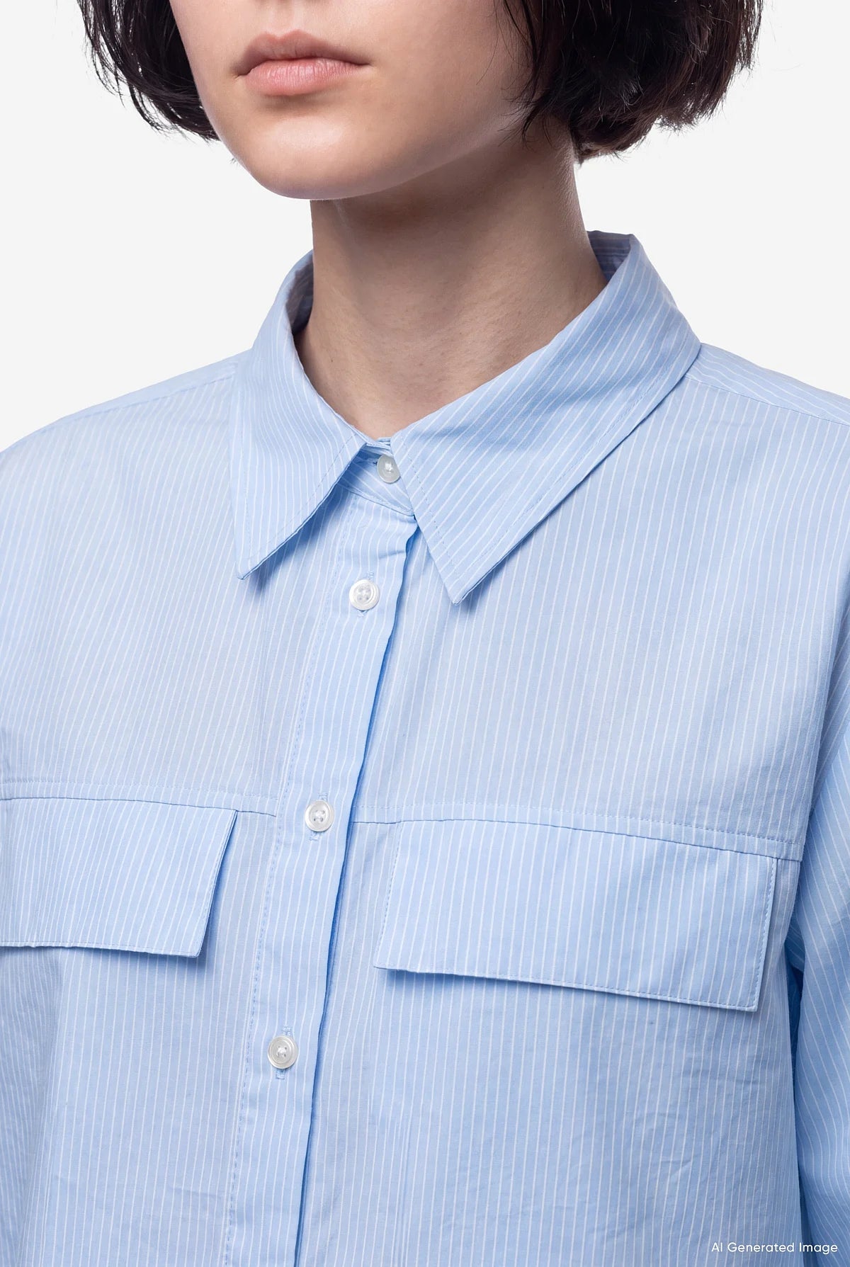 Women's Striped Shirt with Flap Pockets