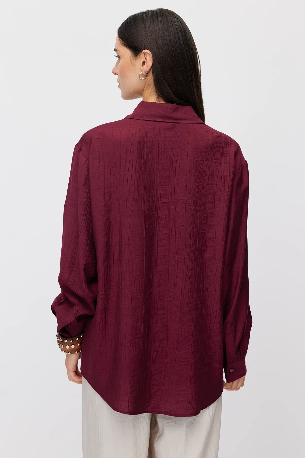 Women's Vertical Textured Relaxed Fit Shirt