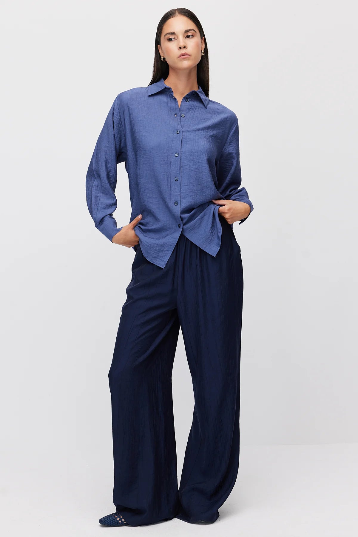 Women's Vertical Textured Relaxed Fit Shirt
