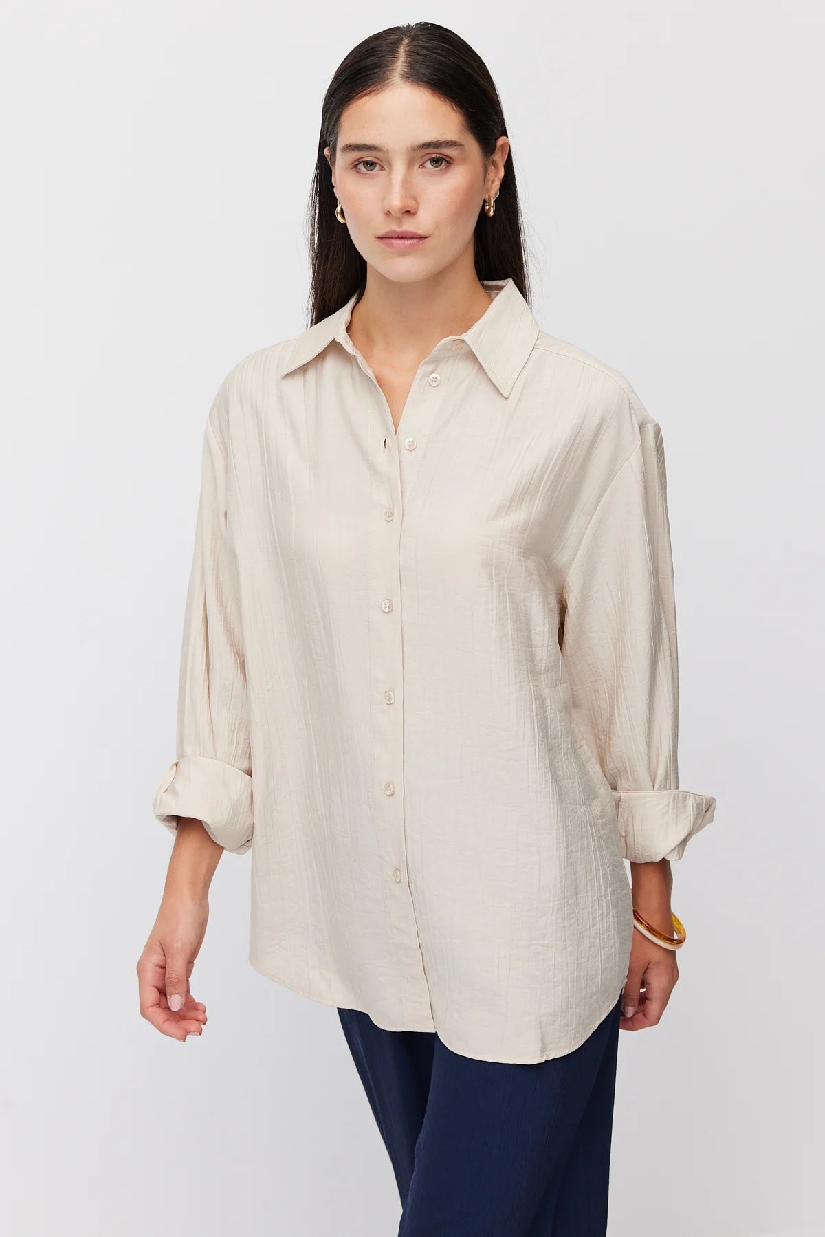 Women's Vertical Textured Relaxed Fit Shirt