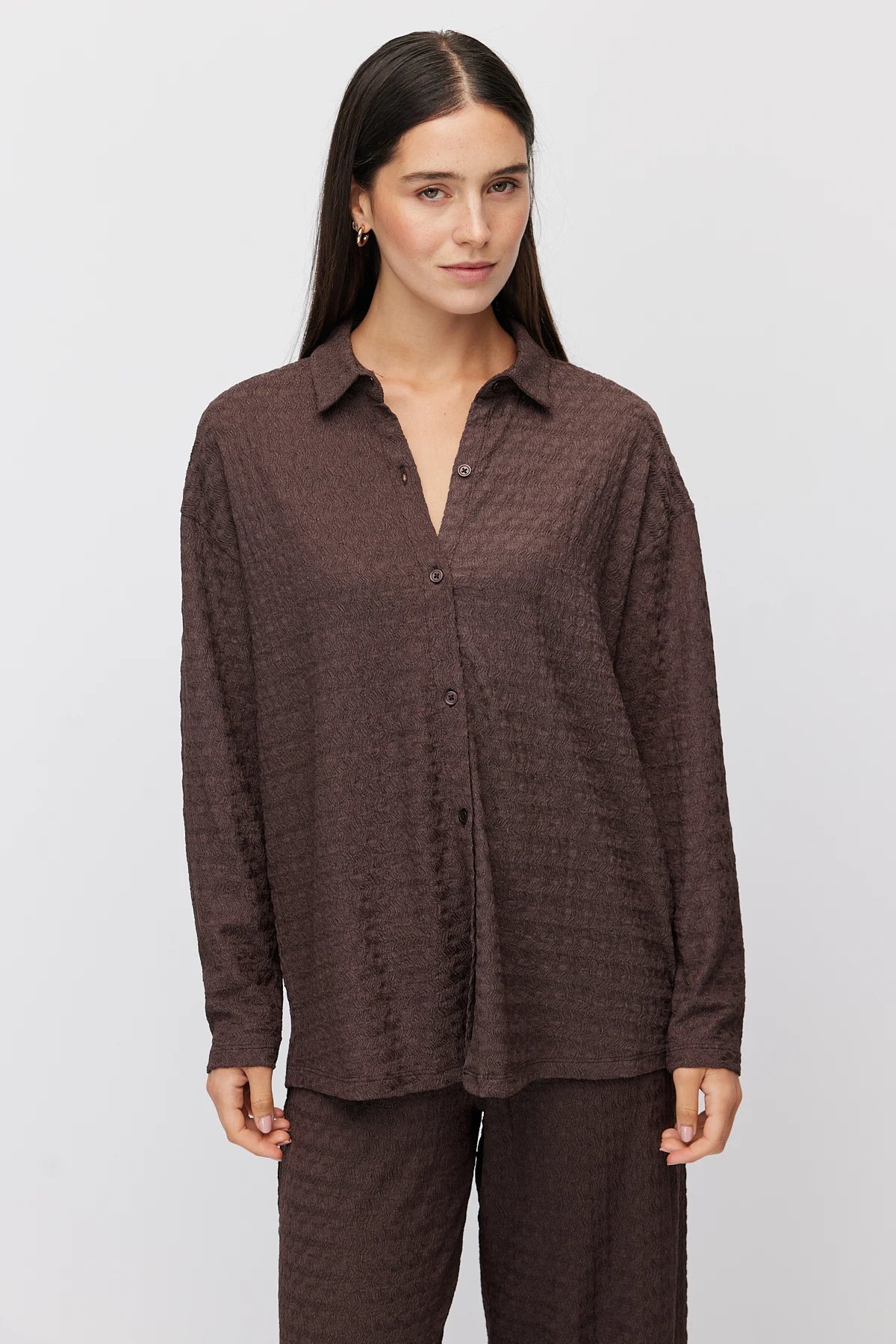 Women's Textured Knit Oversize Shirt