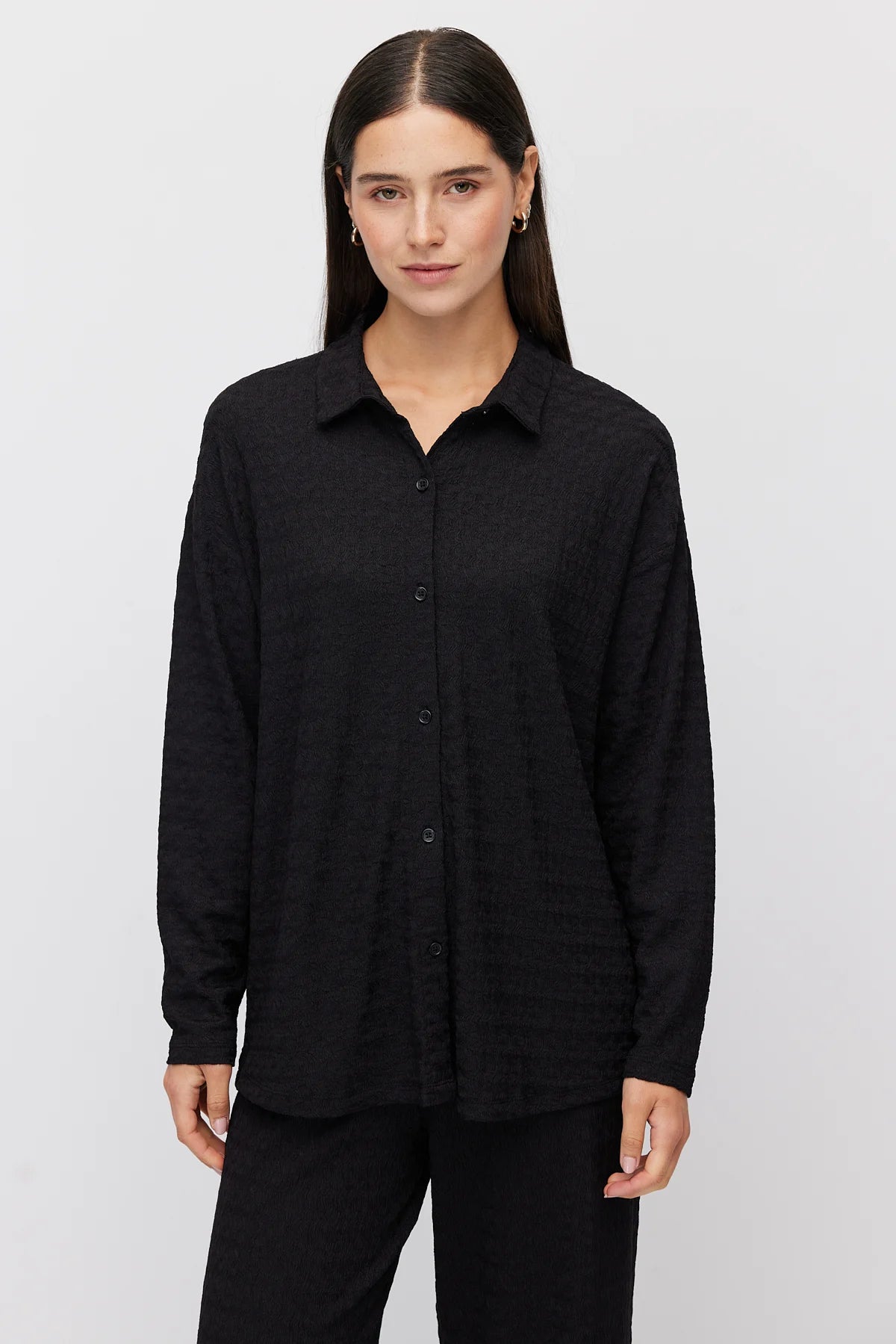 Women's Textured Knit Oversize Shirt