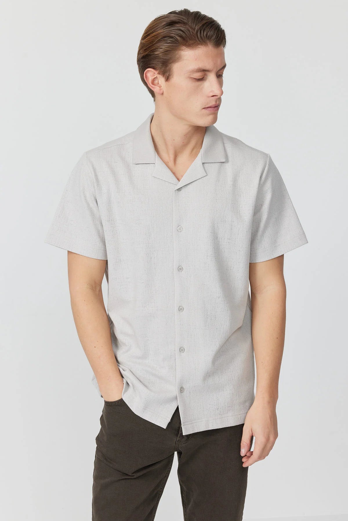 Men's Cuban Collar Short-Sleeve Shirt