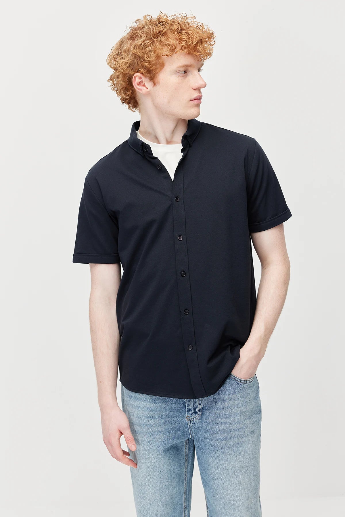 Men's Soft Textured Short-Sleeve Shirt